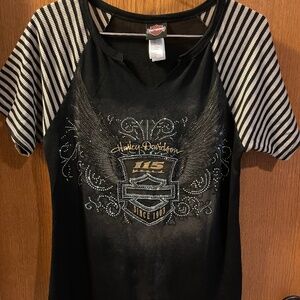 Harley Davidson Women’s  V neck T-shirt 115 Anniversary BLING
